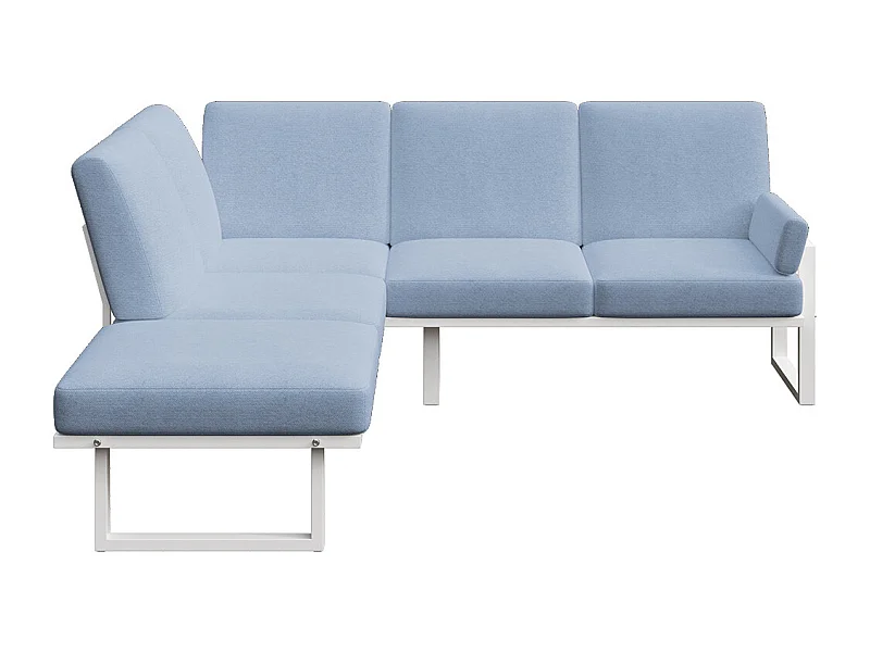 Soledo panoramische bank lichtblauw - wit frame