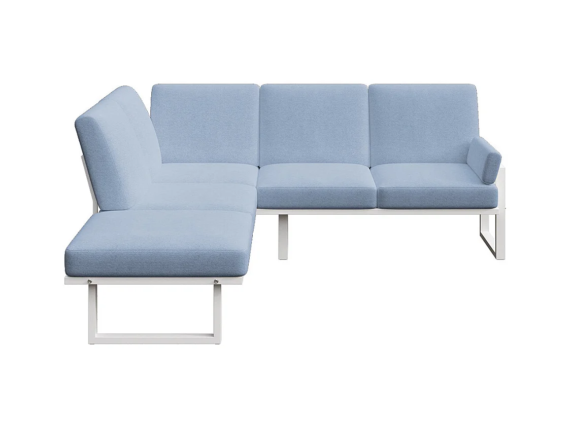 Soledo panoramische bank lichtblauw - wit frame