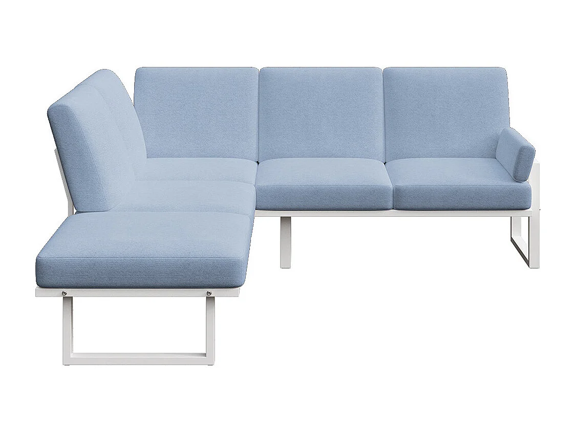 Soledo Canapé panoramique Bleu clair - Cadre blanc