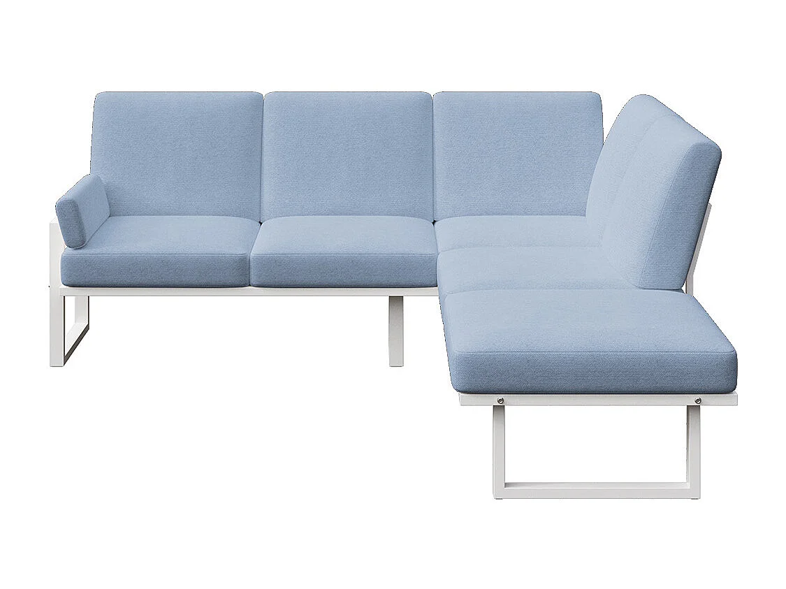 Soledo Canapé panoramique Bleu clair - Cadre blanc