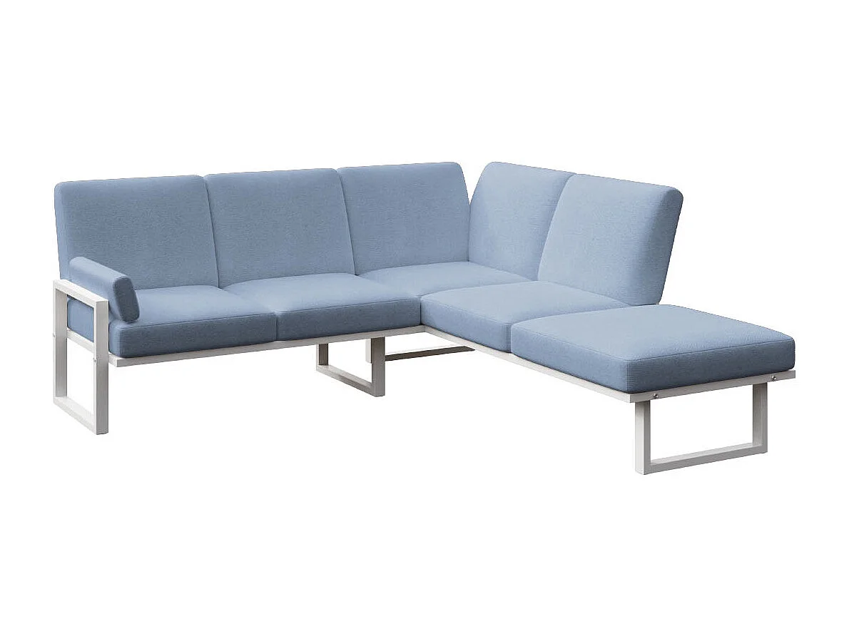 Soledo Canapé panoramique Bleu clair - Cadre blanc