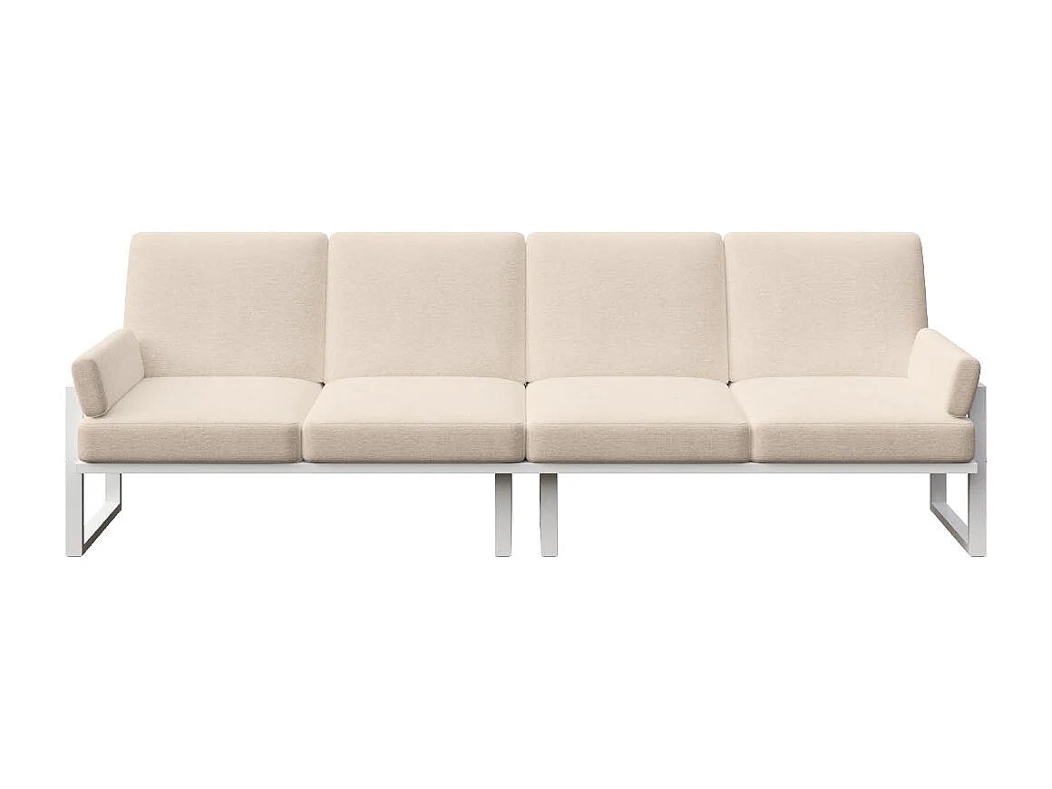 Soledo 4-zitsbank in lichtbeige - wit frame