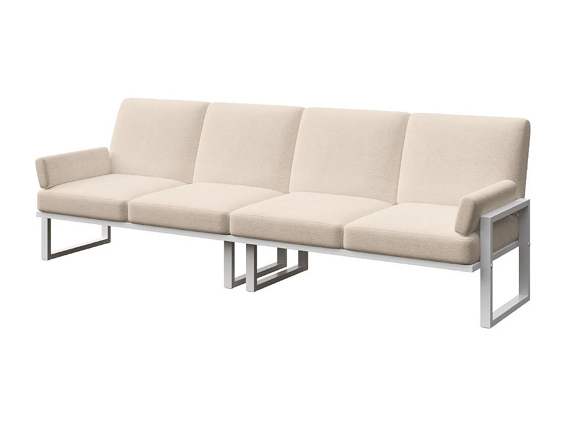 Soledo 4-zitsbank in lichtbeige - wit frame