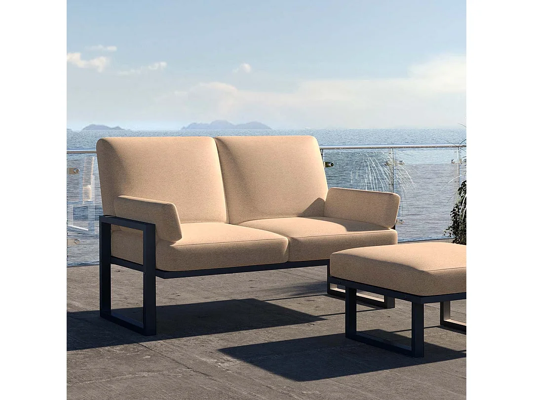 Canapé 2 places Soledo Cappucino - Structure anthracite