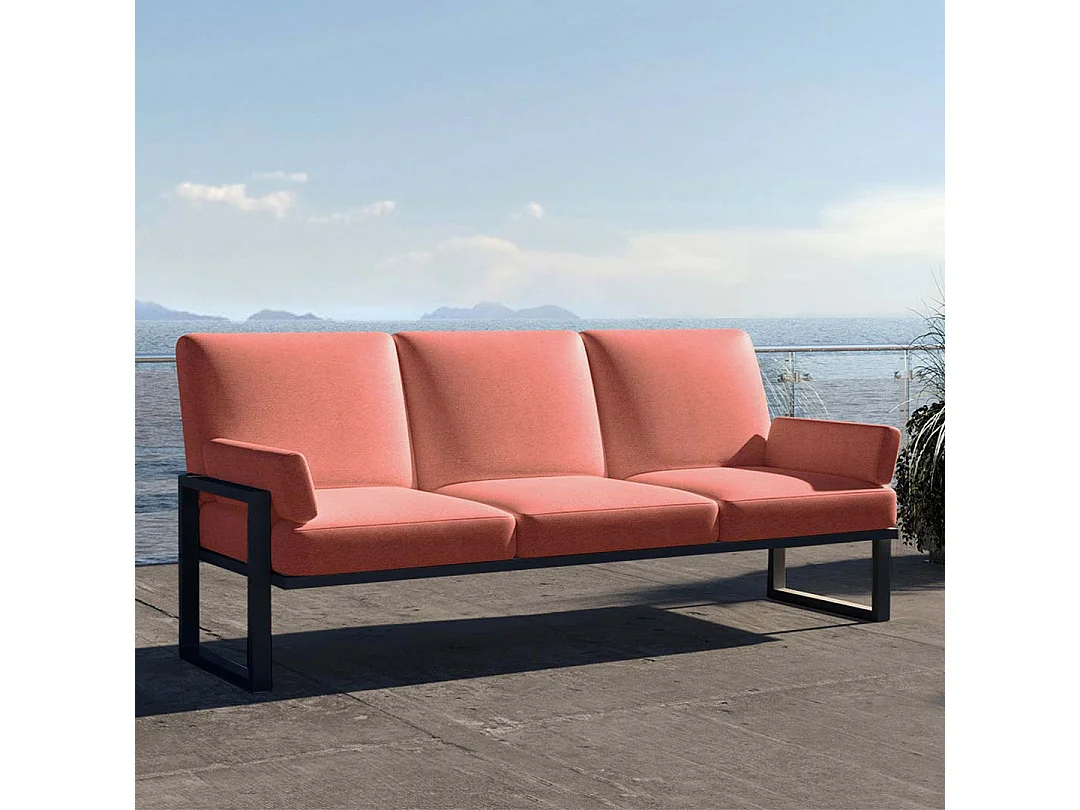 Soledo 3-zitsbank coral - antraciet structuur