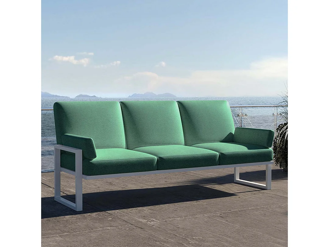 Soledo 3-zitsbank in diepgroen - wit frame