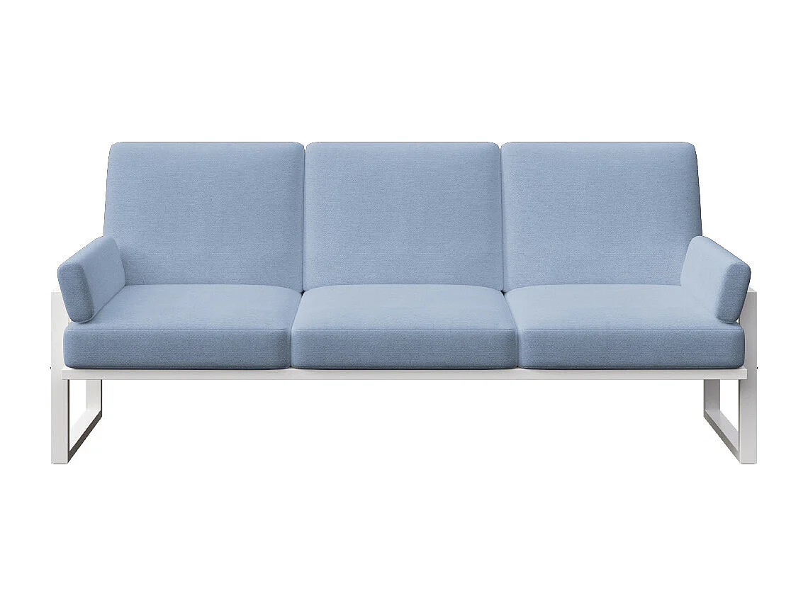 Canapé 3 places Soledo Bleu clair - Cadre blanc