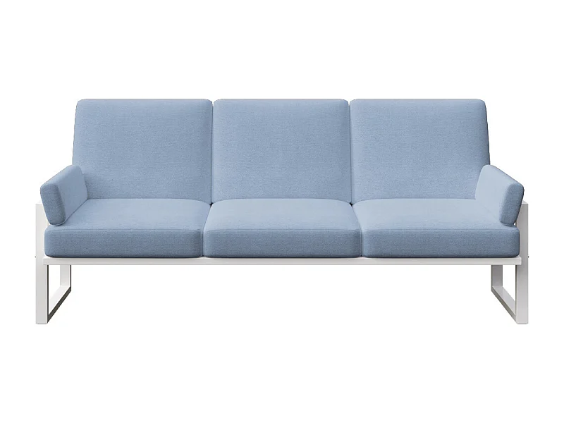 Soledo 3-zitsbank in lichtblauw - wit frame