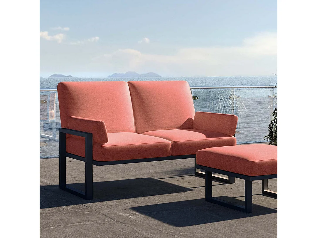 Canapé 2 places Soledo Corail - Structure anthracite