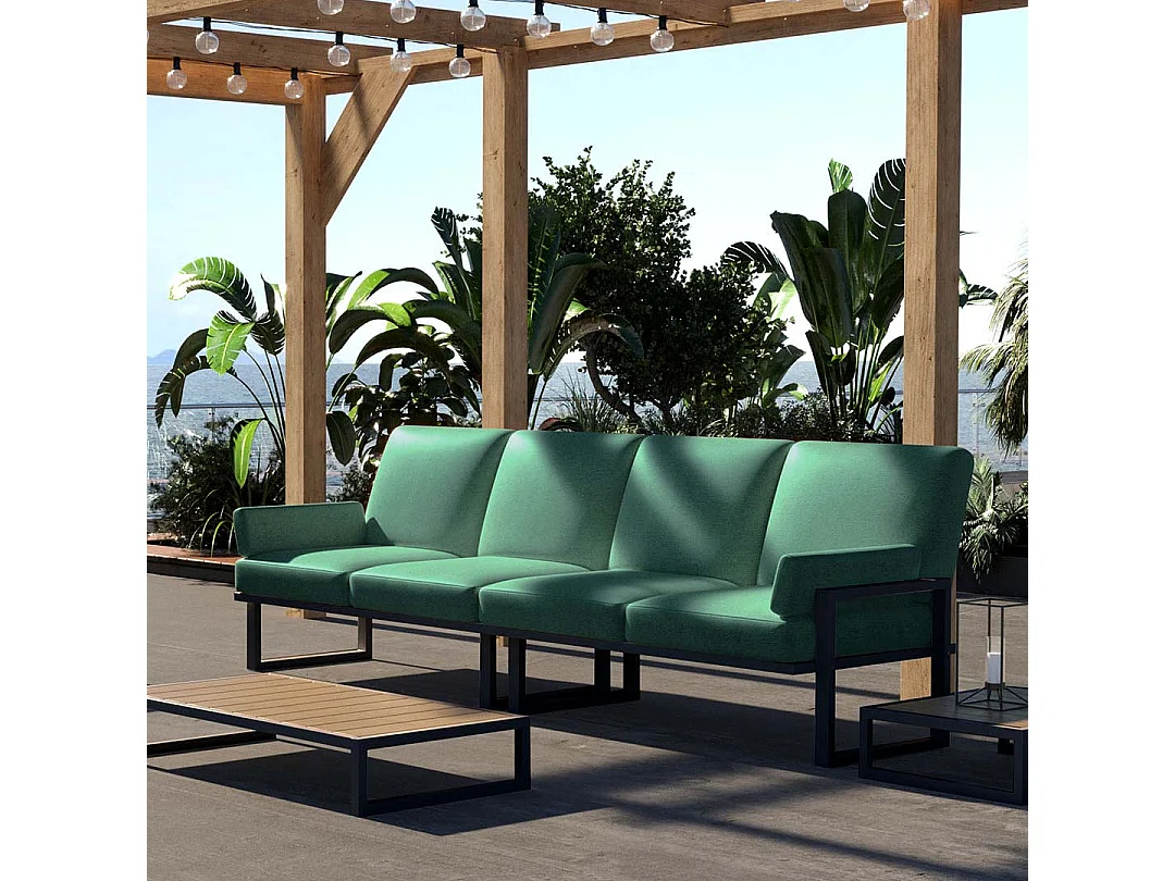 Soledo 4-zitsbank in diepgroen - antraciet frame