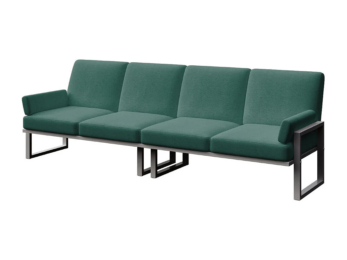 Soledo 4-zitsbank in diepgroen - antraciet frame