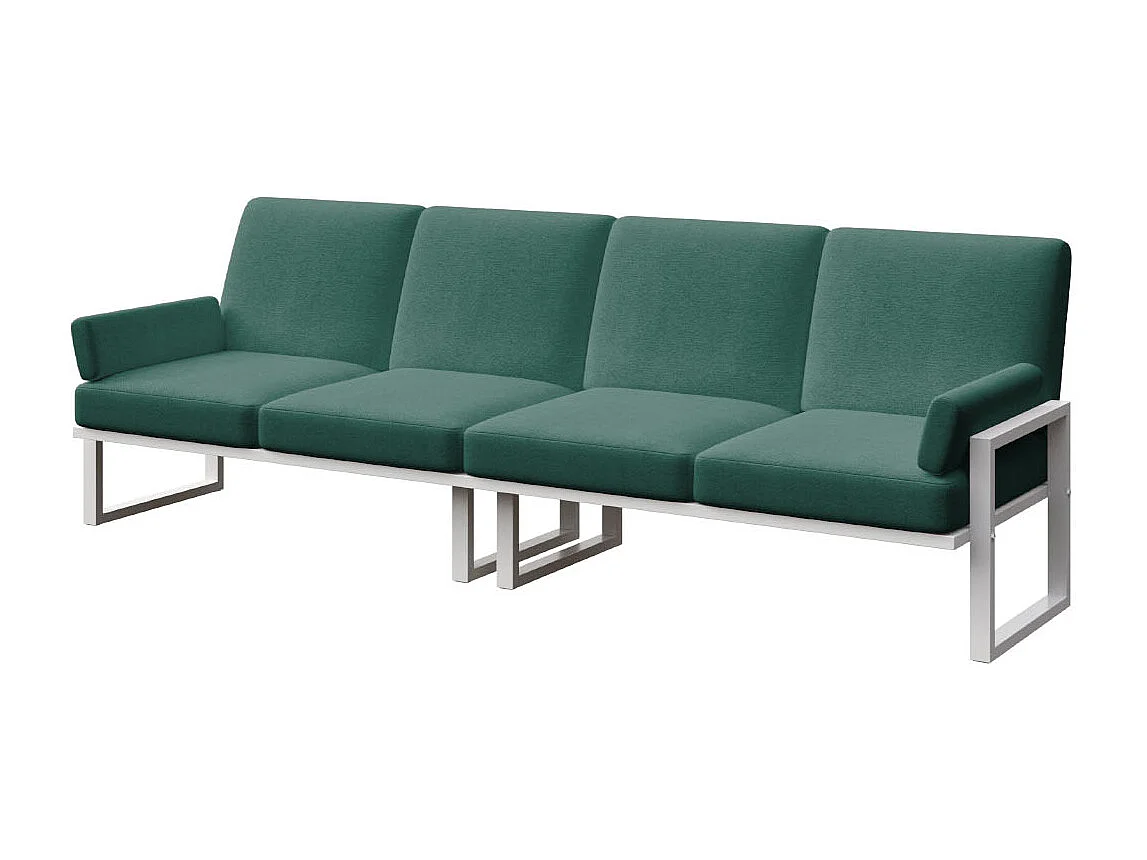 Soledo 4-zitsbank in diepgroen - wit frame
