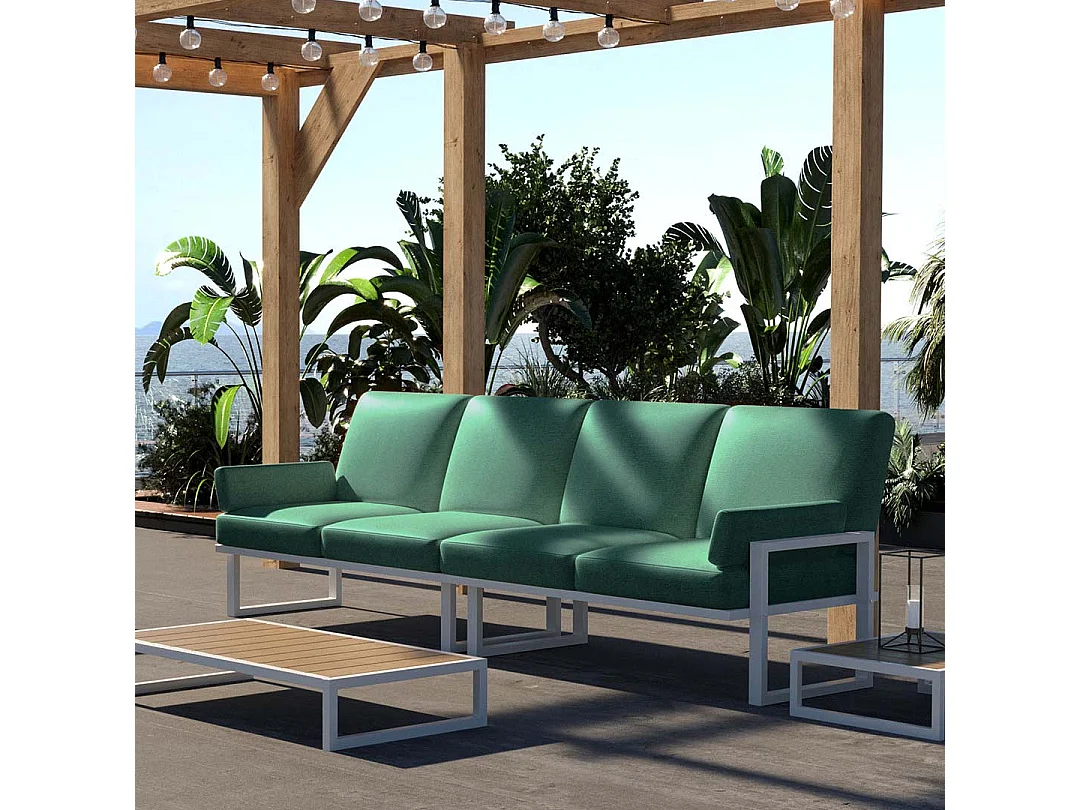 Soledo 4-zitsbank in diepgroen - wit frame