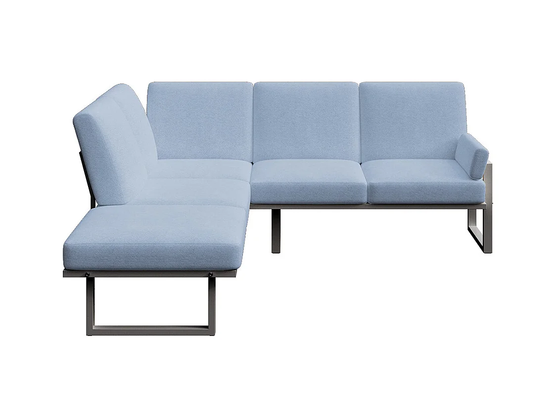 Soledo panoramische bank lichtblauw - antraciet frame