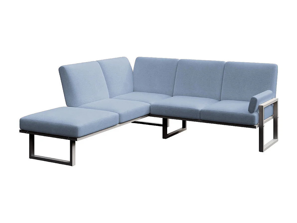 Soledo panoramische bank lichtblauw - antraciet frame