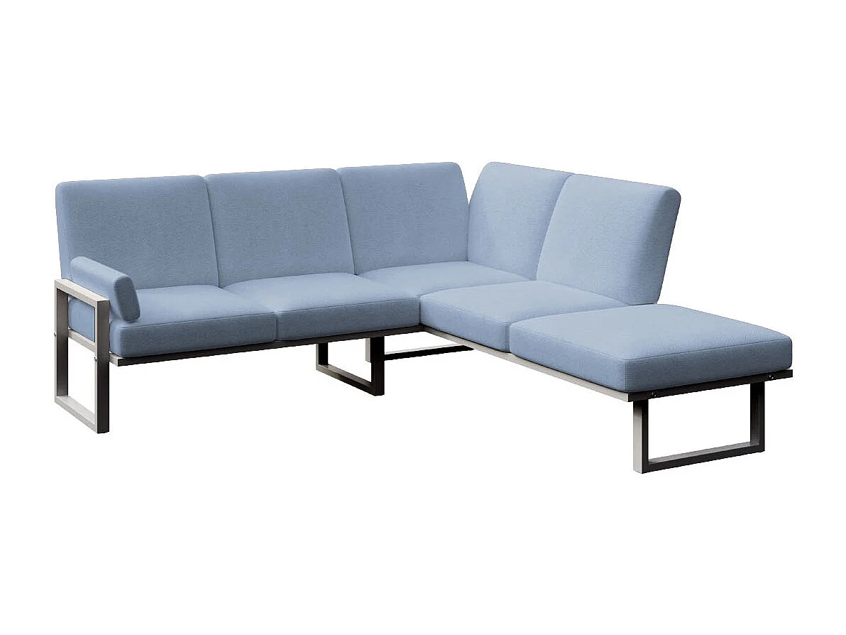 Soledo panoramische bank lichtblauw - antraciet frame
