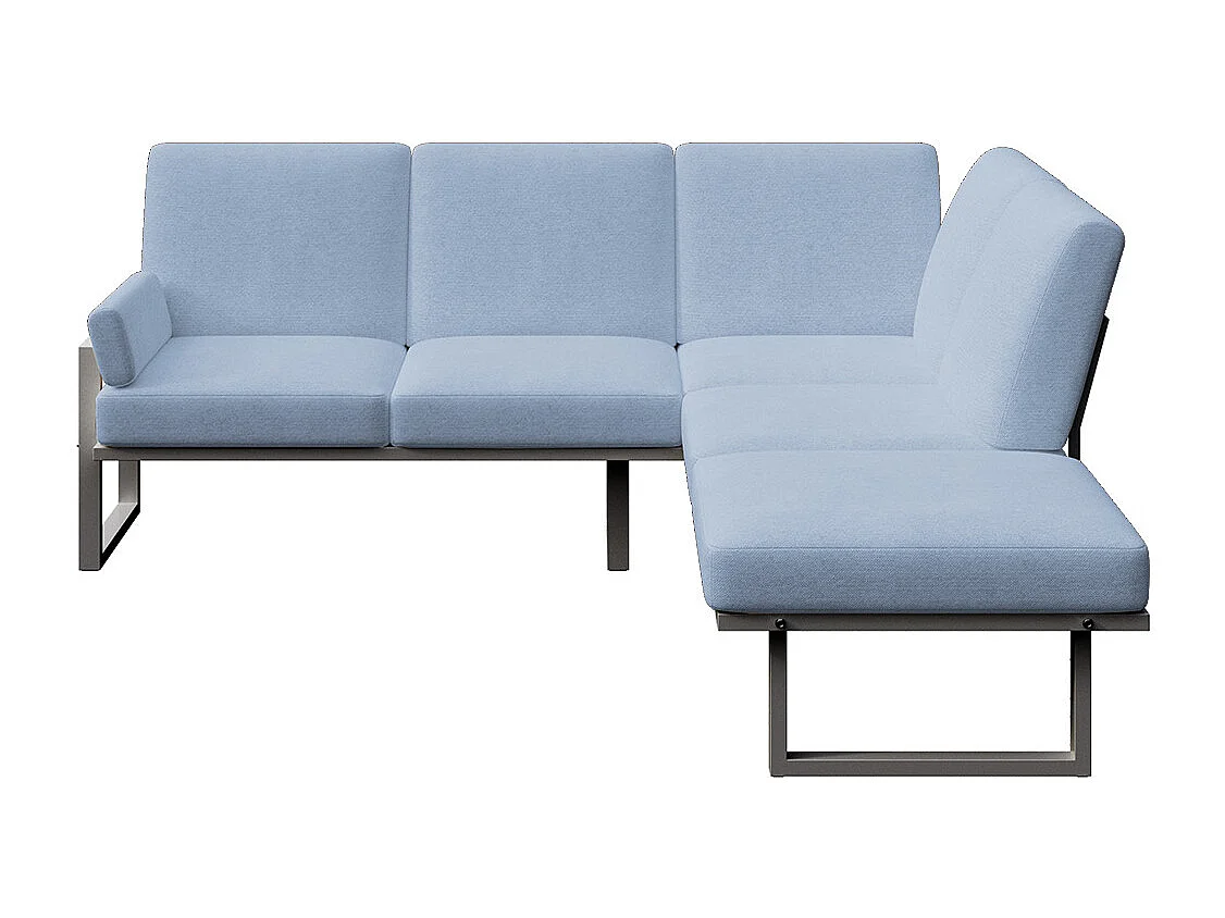Soledo panoramische bank lichtblauw - antraciet frame