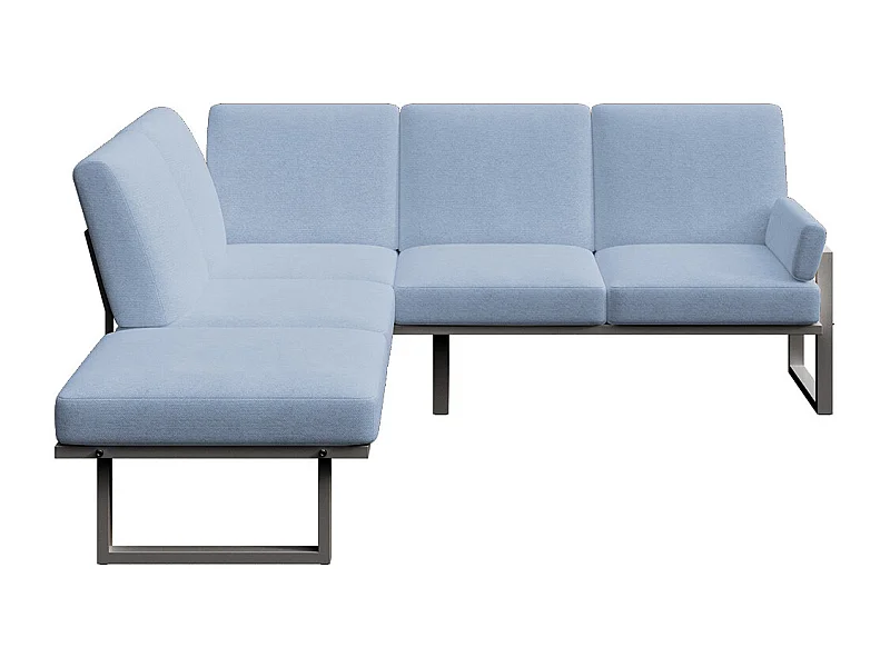 Soledo panoramische bank lichtblauw - antraciet frame