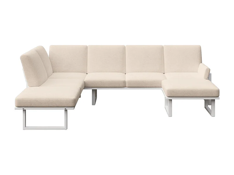 Soledo Canapé panoramique Beige clair - Cadre blanc