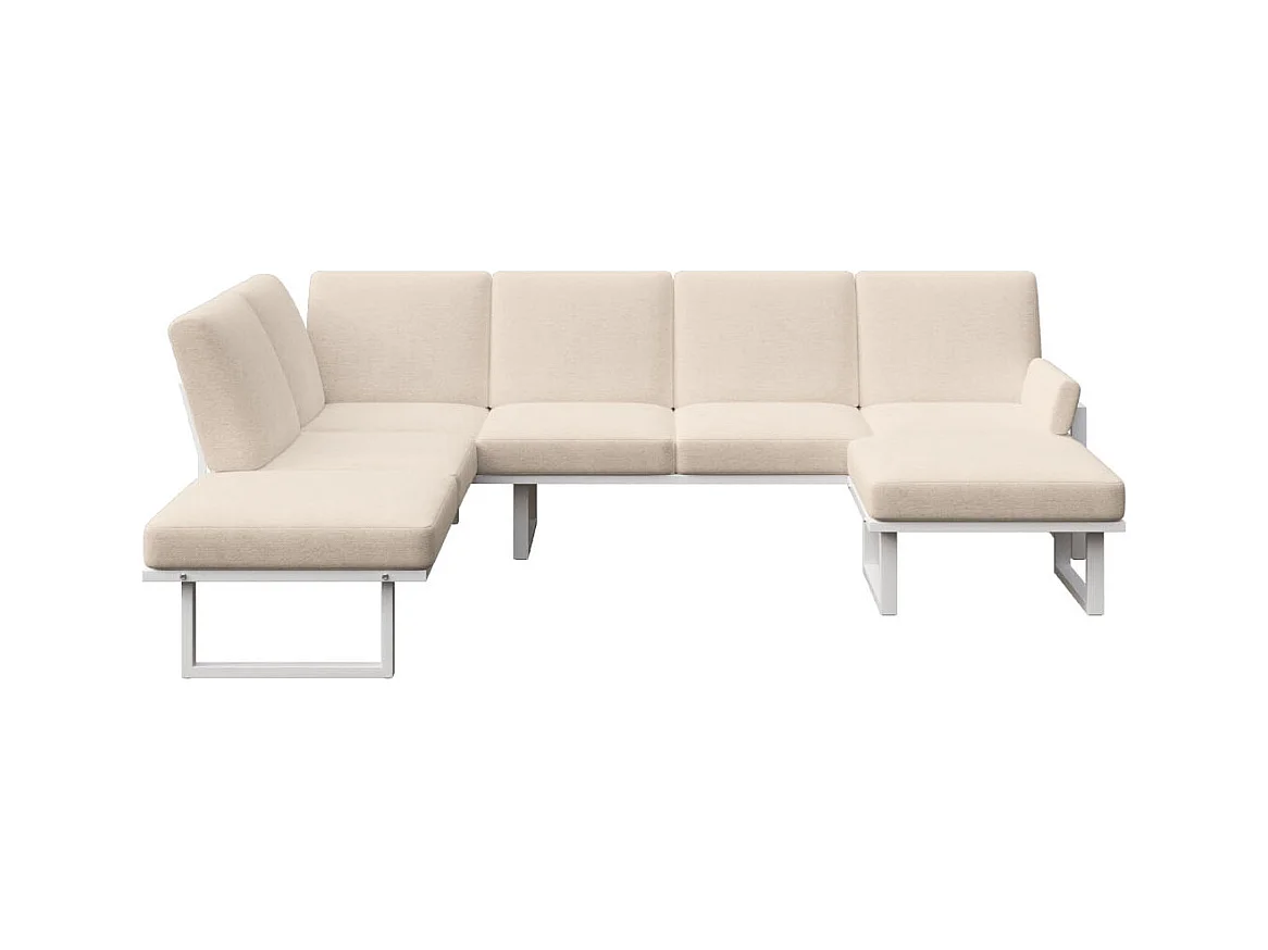 Soledo Canapé panoramique Beige clair - Cadre blanc