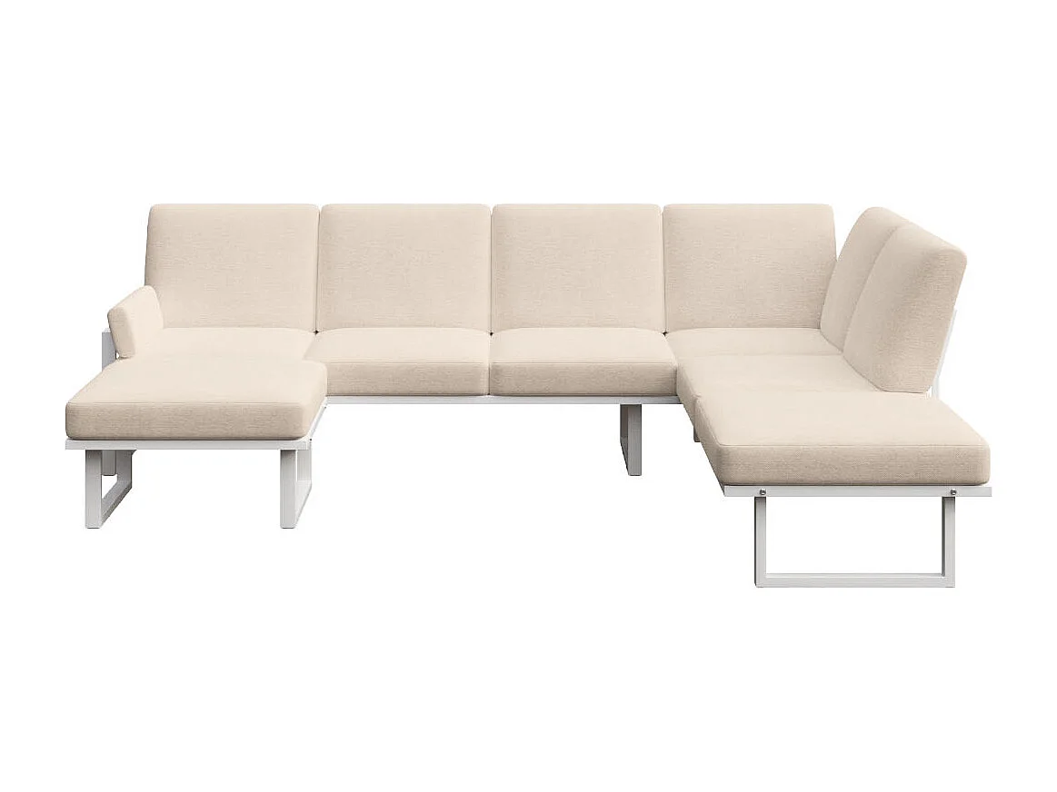 Soledo Canapé panoramique Beige clair - Cadre blanc