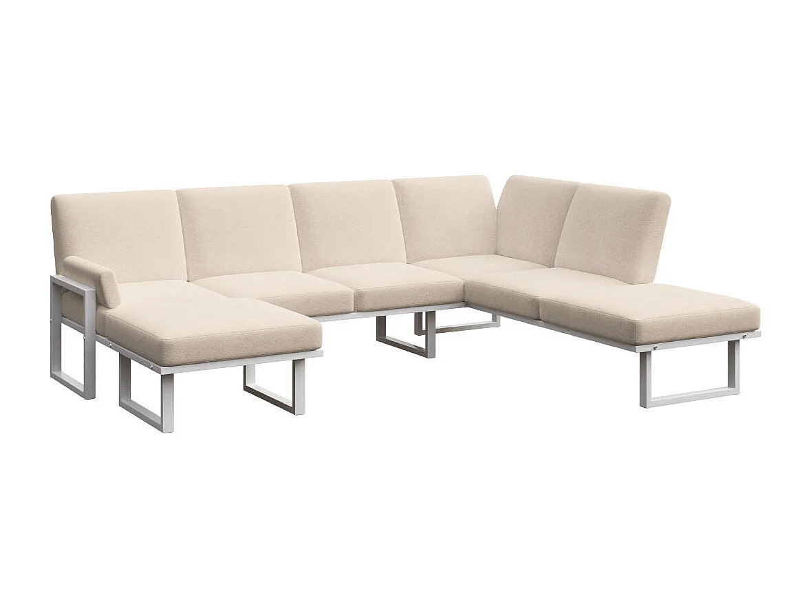 Soledo Canapé panoramique Beige clair - Cadre blanc