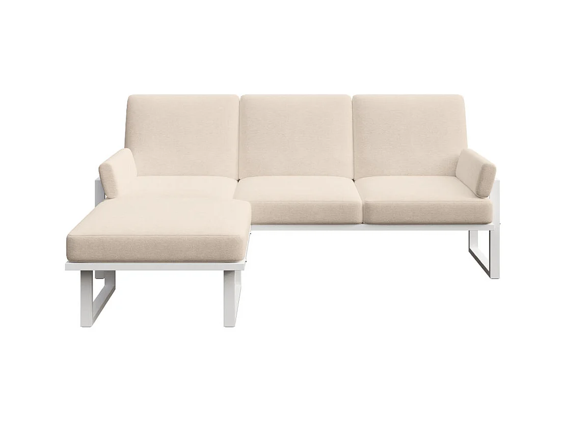 Soledo Canapé d'angle Beige clair - Cadre blanc