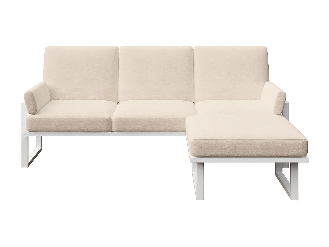 Soledo Canapé d'angle Beige clair - Cadre blanc