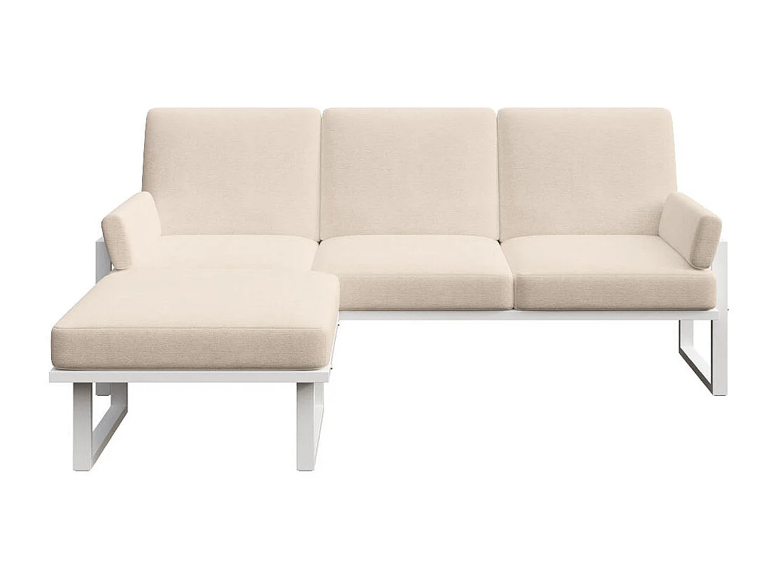Soledo Canapé d'angle Beige clair - Cadre blanc