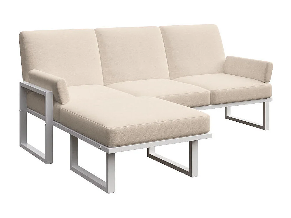 Soledo Canapé d'angle Beige clair - Cadre blanc