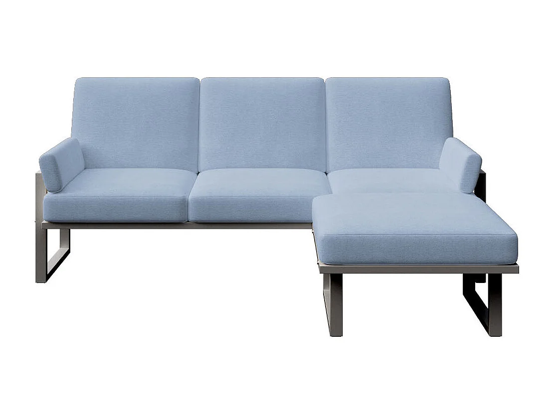 Soledo hoekbank lichtblauw - antraciet frame