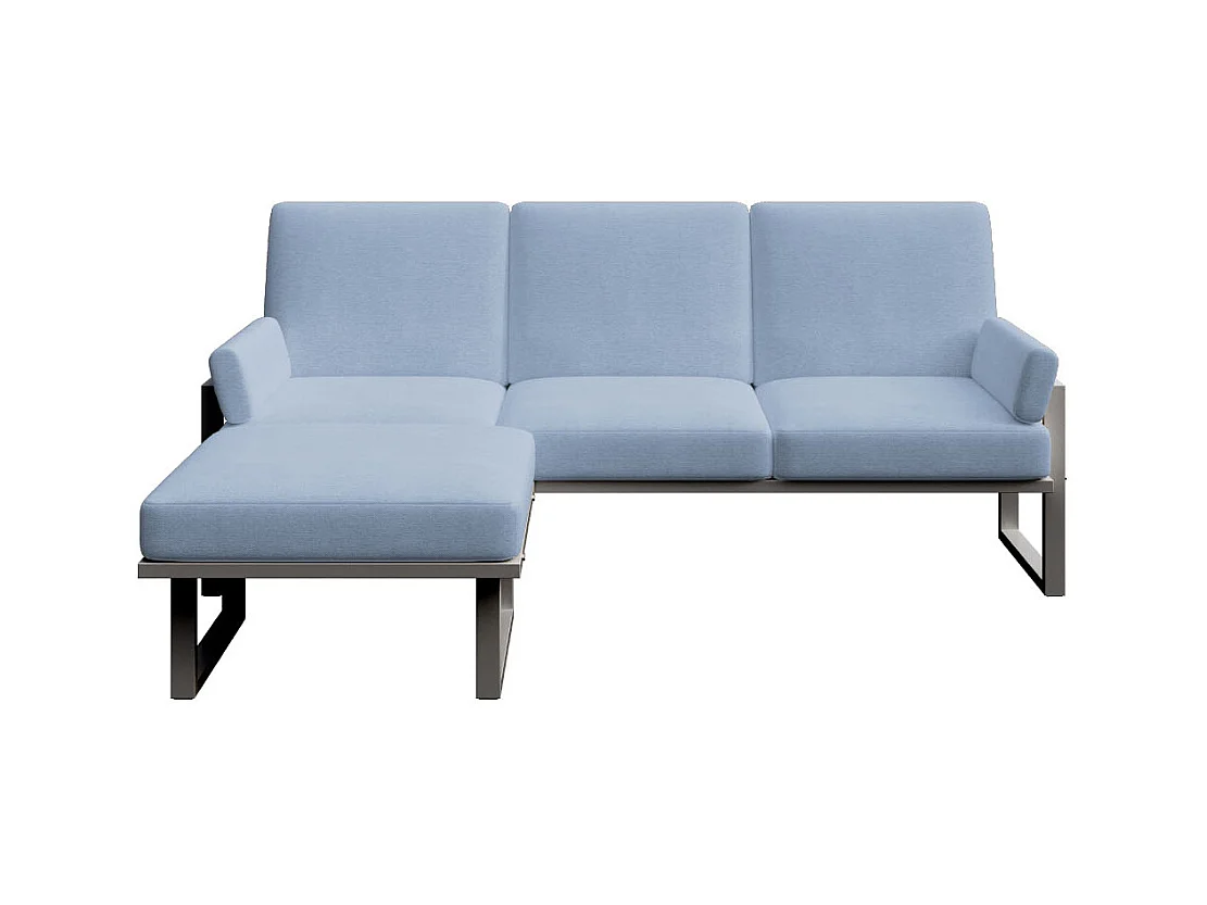 Soledo Canapé d'angle Bleu clair - Cadre Anthracite