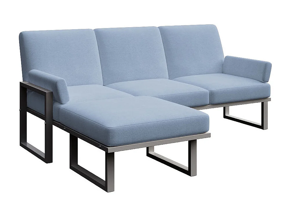 Soledo hoekbank lichtblauw - antraciet frame