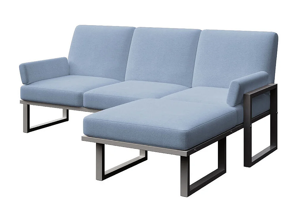 Soledo hoekbank lichtblauw - antraciet frame