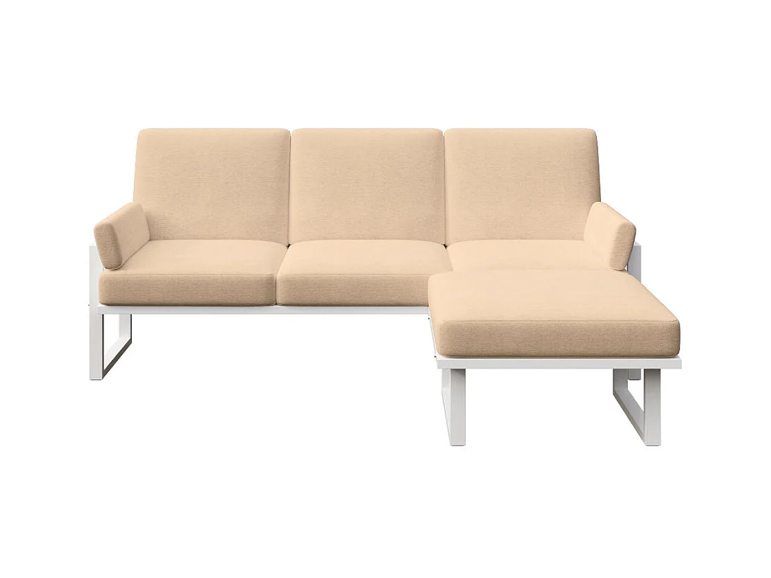 Soledo Canapé d'angle Cappucino - Cadre blanc