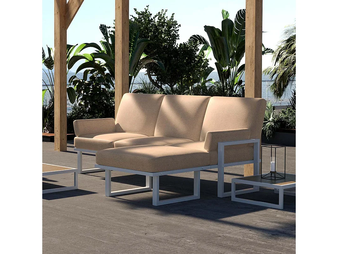 Soledo hoekbank cappuccino - wit frame