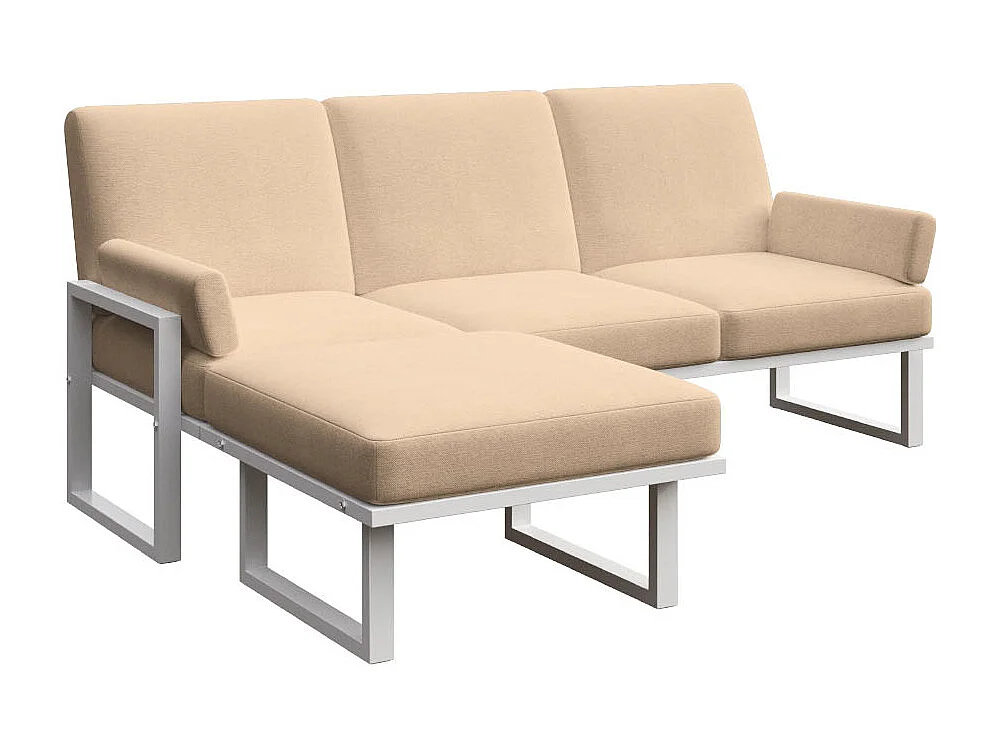 Soledo hoekbank cappuccino - wit frame