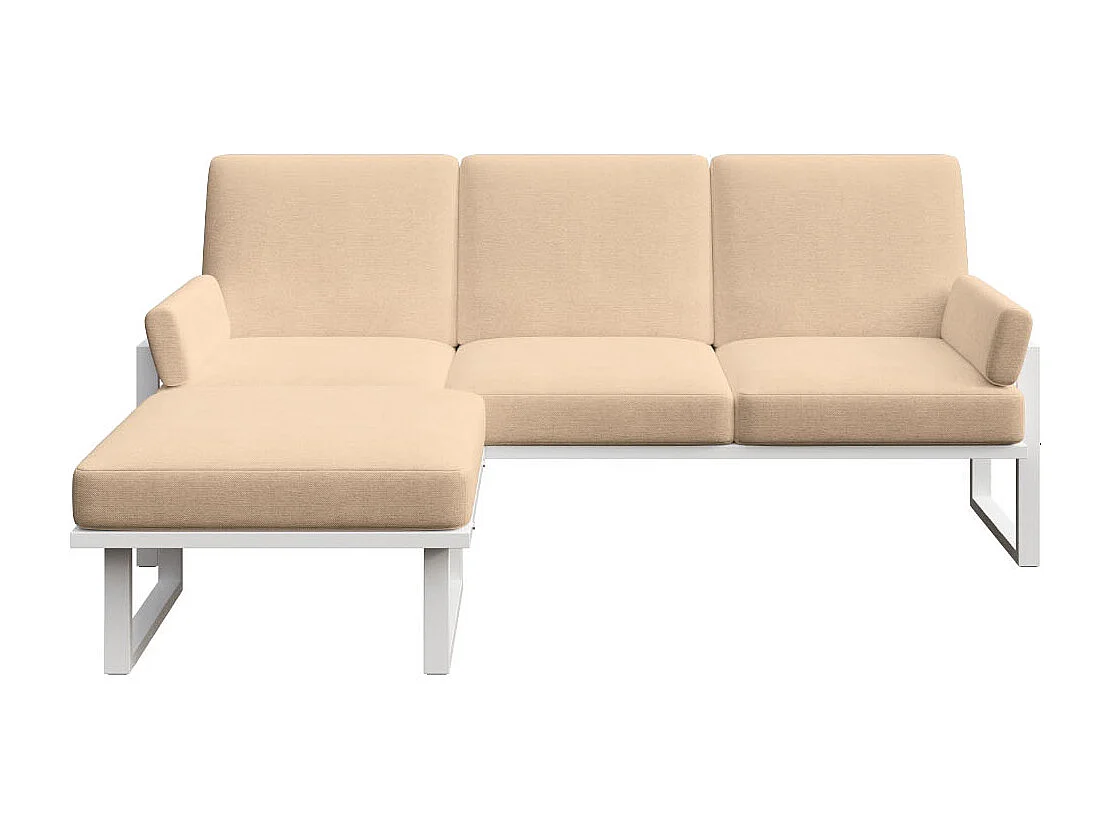 Soledo Canapé d'angle Cappucino - Cadre blanc