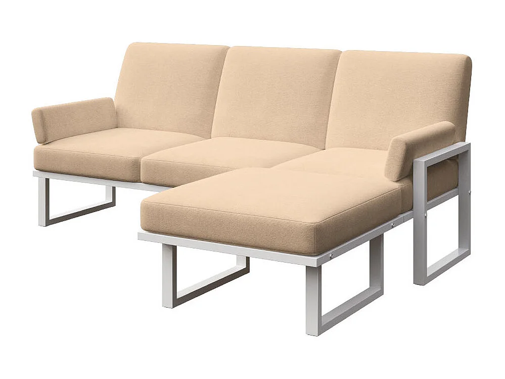 Soledo Canapé d'angle Cappucino - Cadre blanc