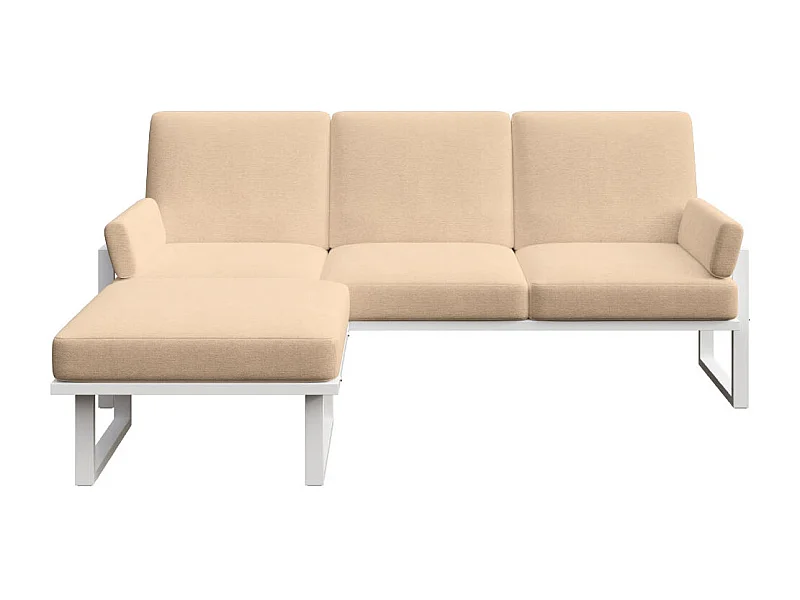 Soledo Canapé d'angle Cappucino - Cadre blanc