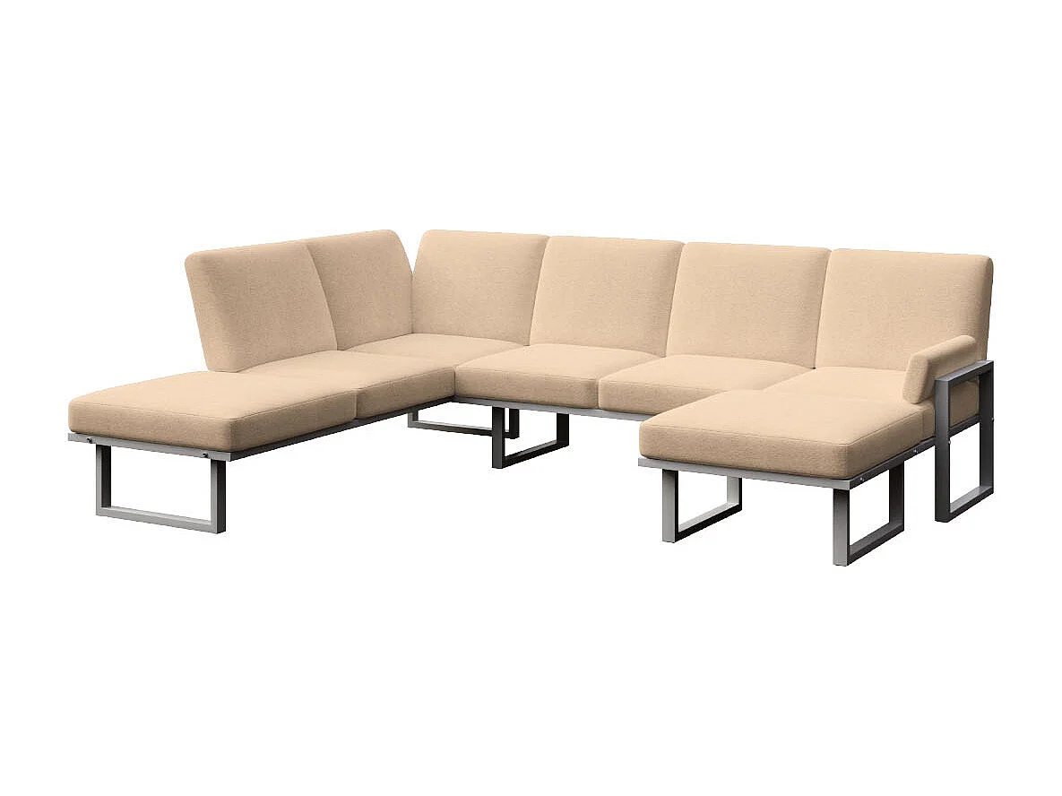 Soledo Canapé panoramique Cappucino - Cadre Anthracite