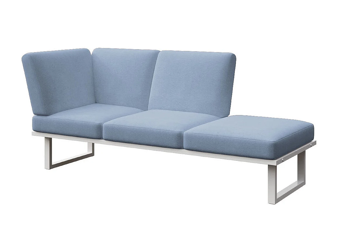 Soldeo ligstoel chaise longue lichtblauwe - wit frame