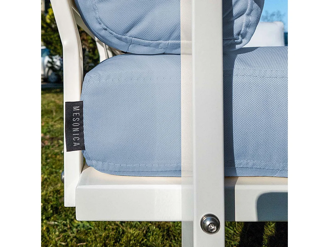 Soldeo ligstoel chaise longue lichtblauwe - wit frame