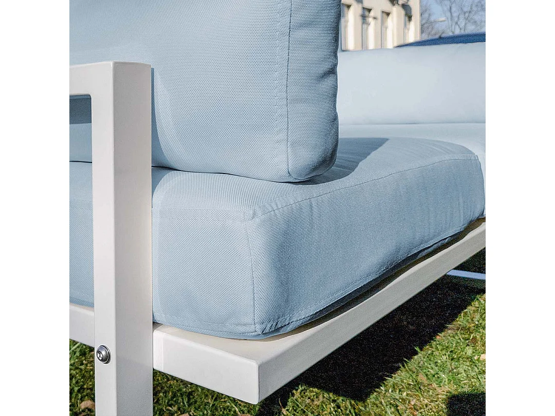 Soldeo ligstoel chaise longue lichtblauwe - wit frame