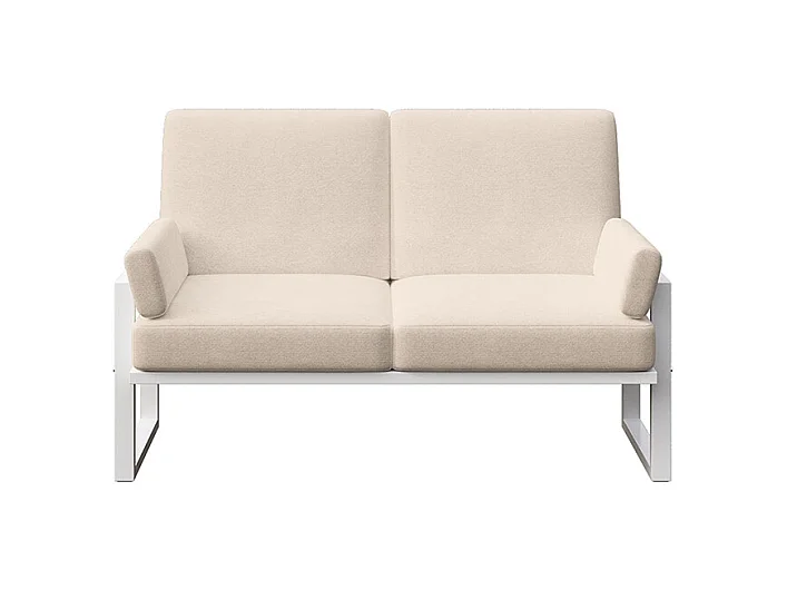 Canapé 2 places Soledo Beige clair - Cadre blanc