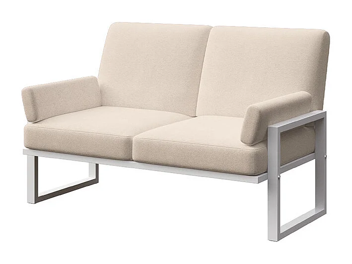 Canapé 2 places Soledo Beige clair - Cadre blanc