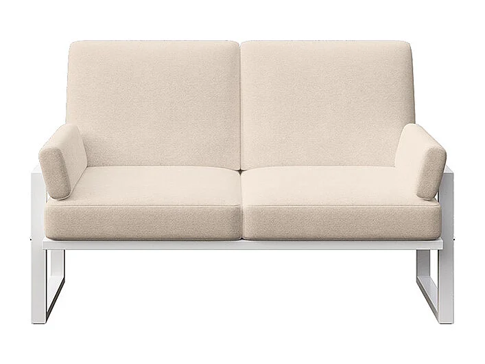 Soledo 2-zitsbank in lichtbeige - wit frame