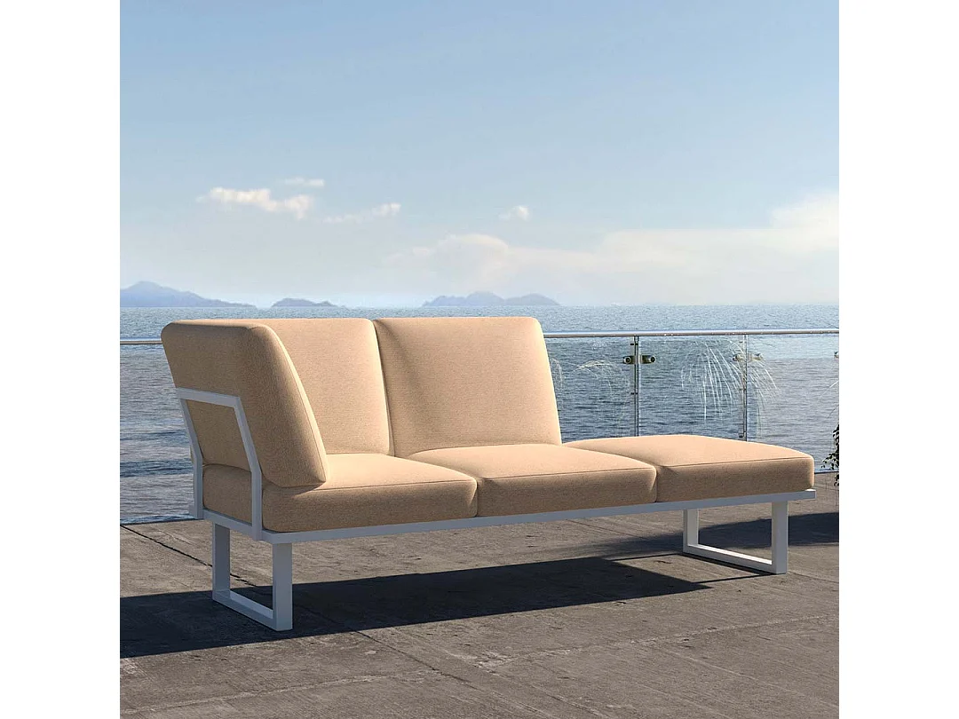 Soldeo ligstoel chaise longue cappucino - wit frame