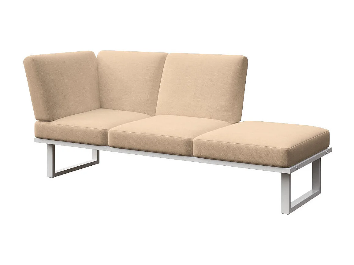 Soldeo ligstoel chaise longue cappucino - wit frame