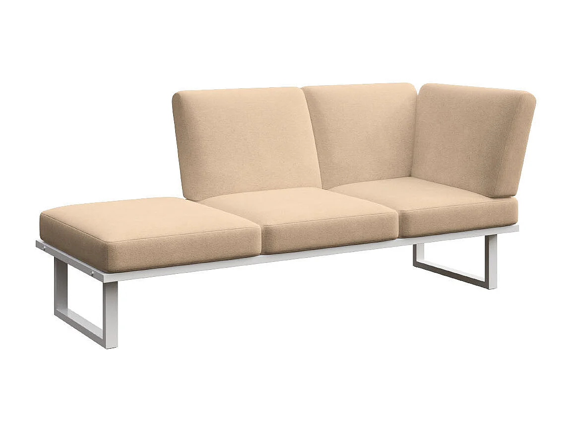 Soldeo ligstoel chaise longue cappucino - wit frame